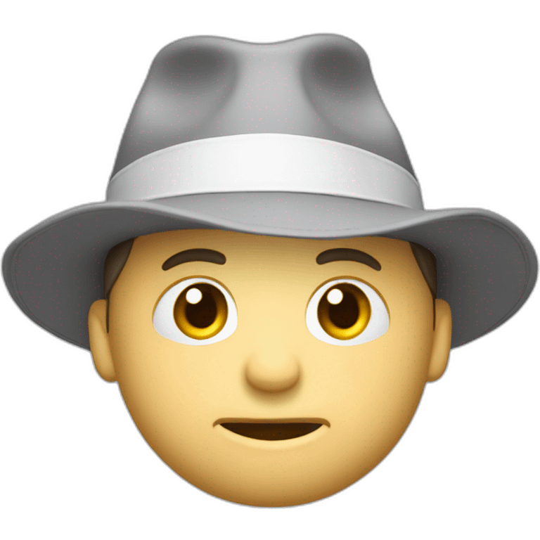 tim robinson wearing a grey fedora white shirt only looking scared and sad facing left - fabric attached to back of hat covering neck emoji