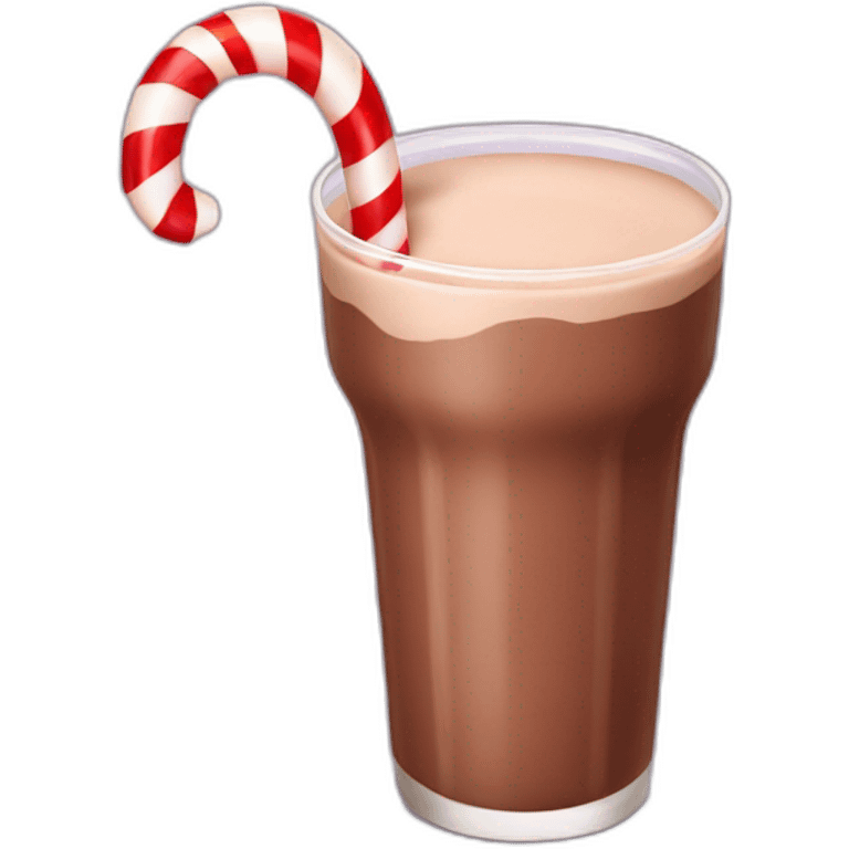 chocolate milk with a candy cane in it emoji