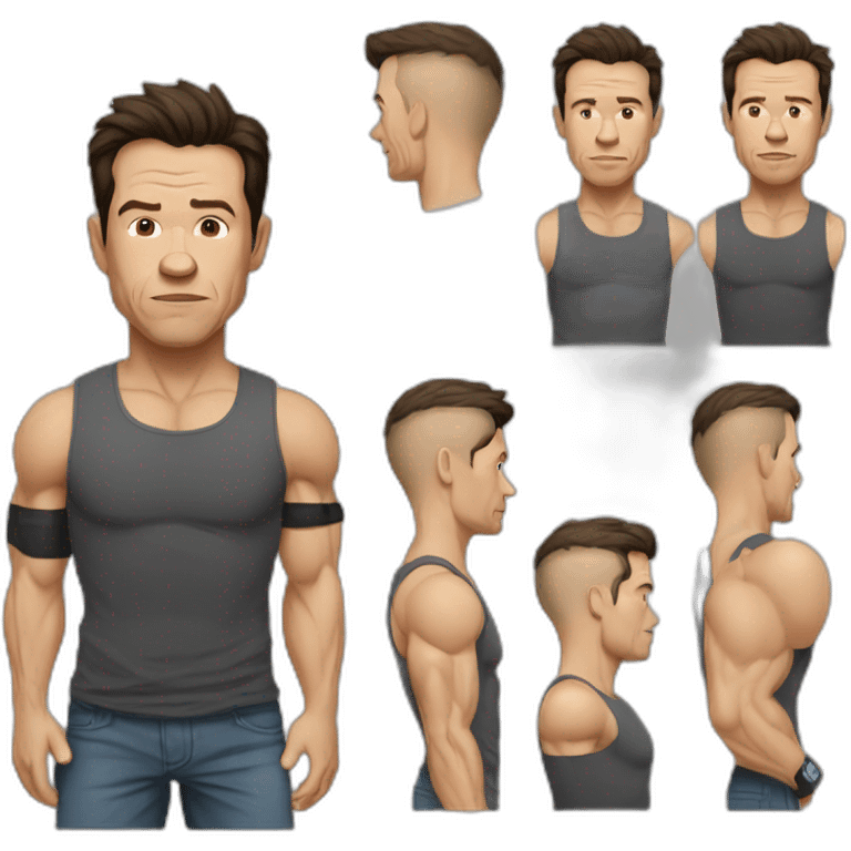 mark wahlberg cartoon wearing muscle tee emoji