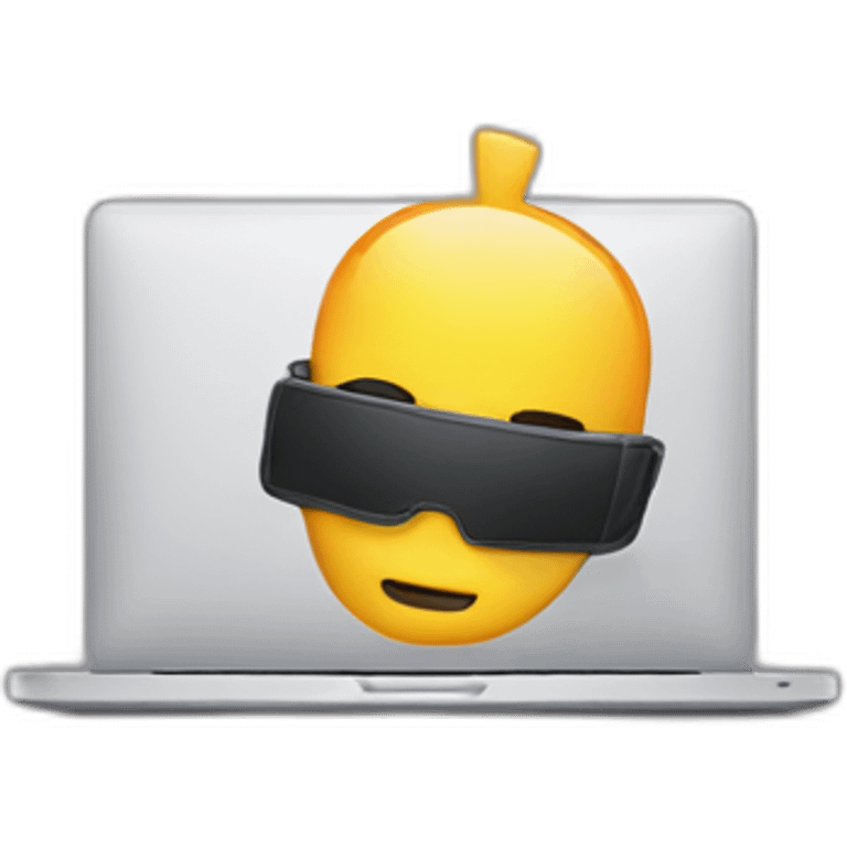 an hacker typing in macbook laptop emoji