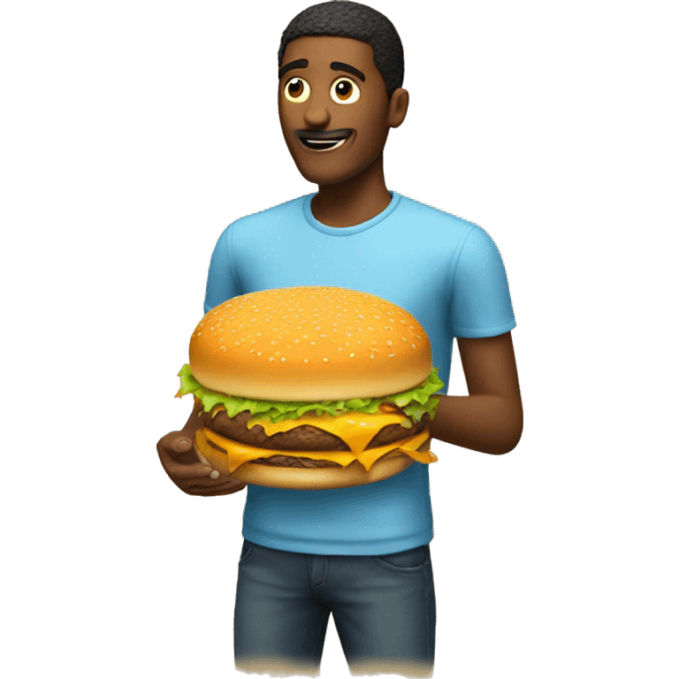 guy eating a huge cheese burger emoji