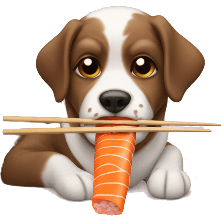 Dog eating sushi aesthetic emoji