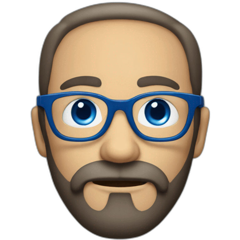 Hombre con barba y lentes azules, pelo canoso emoji