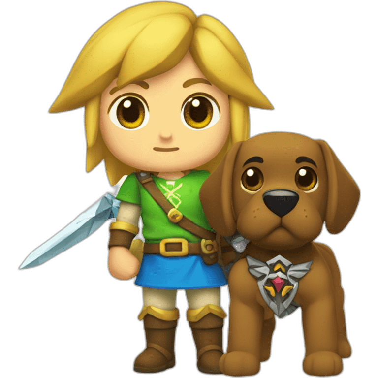 zelda con un perro en sus brazos emoji