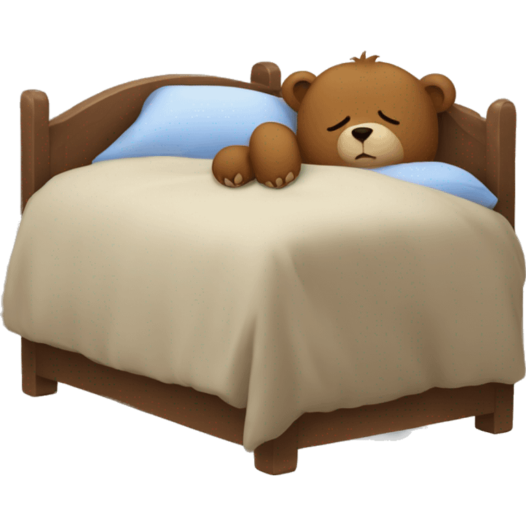 Tired bear sleeping in bed emoji