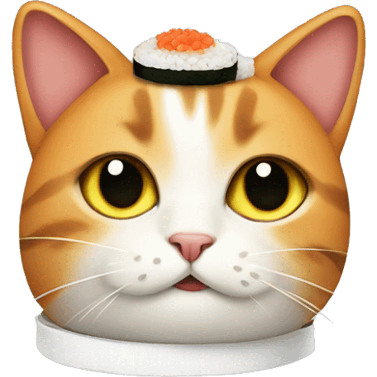 cat wearing sushi as a hat emoji