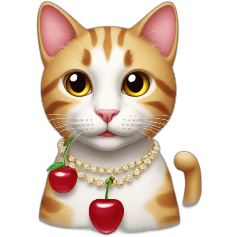 cat with cherry jewelery emoji