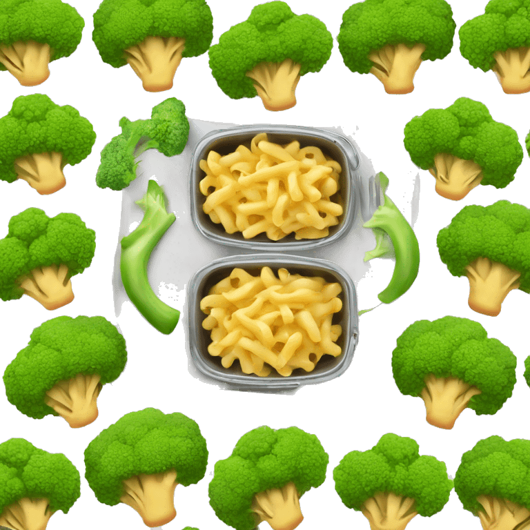 luch of macaroni and broccoli and chicken emoji