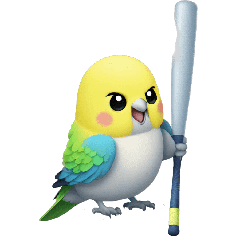 budgie with baseball bat emoji