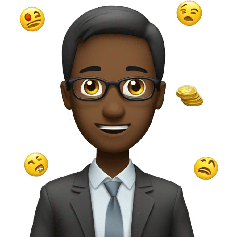 Trader in front of smartphone Forex trading  emoji