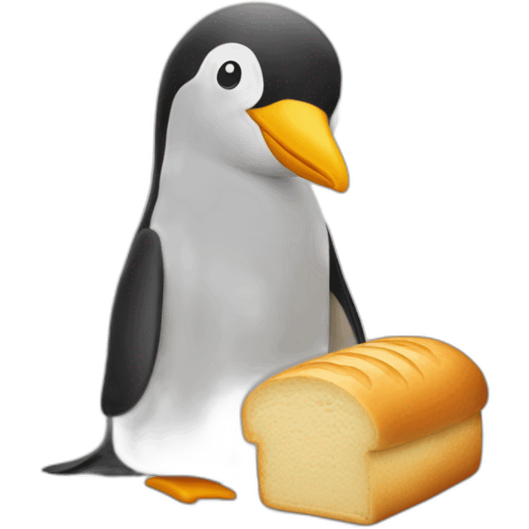 Pingouin qui tient du pain de mie  emoji