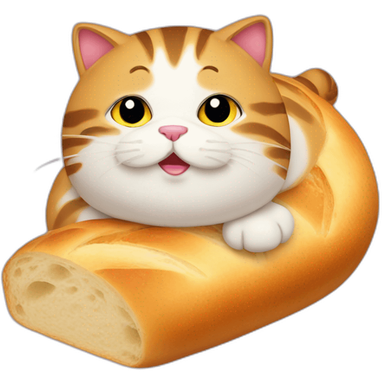 Fat cat with baguette bread emoji