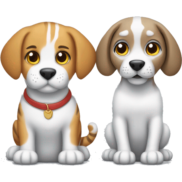 silver tiger cat and a beagle emoji