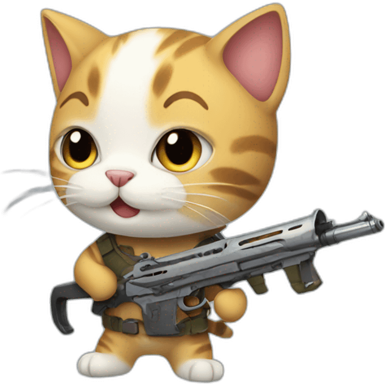 A cute cat holding a weapon emoji