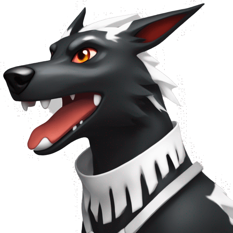 Black Cool Edgy Sergal-Houndoom-Fakémon  with White and Red Edgy markings emoji