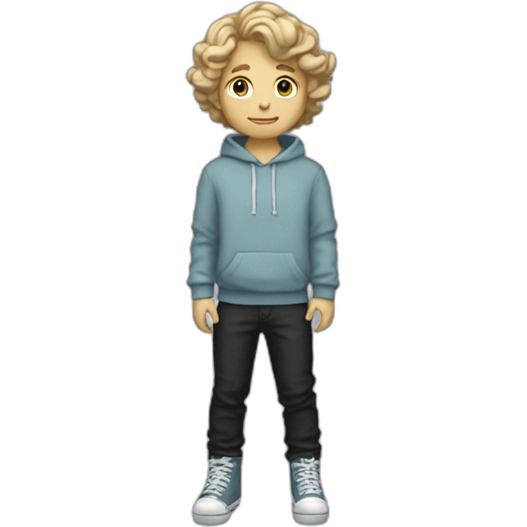 White boy with short wavy hair skater aesthetic emoji