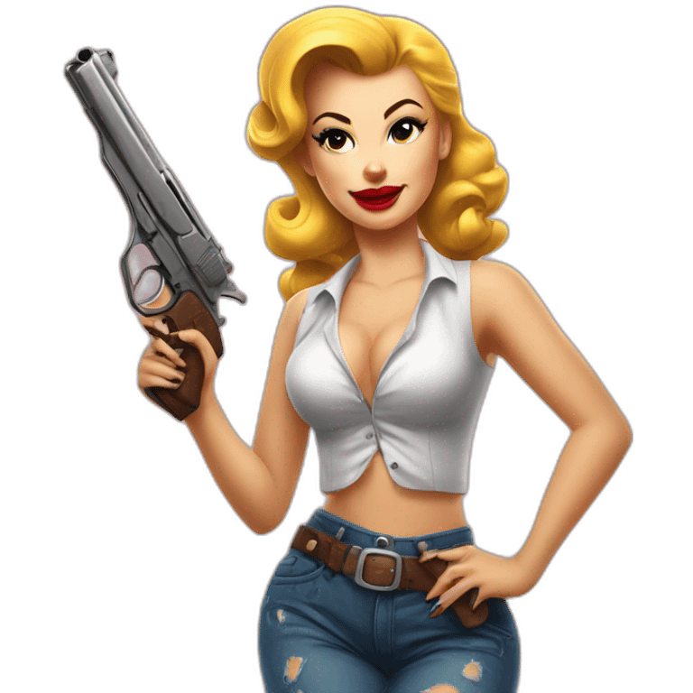 pin up avec un pistolet emoji