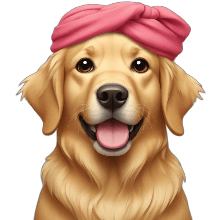 golden retriever dog wearing a turban emoji