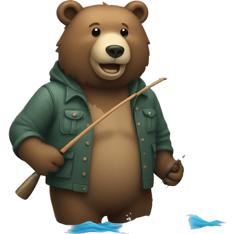 Bear going fishing emoji