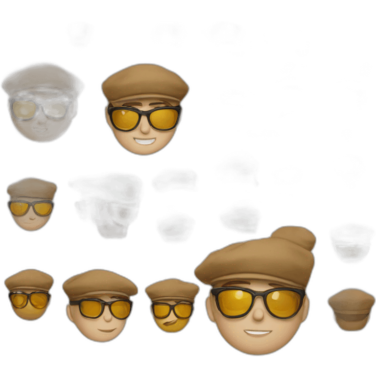 Brun à lunette coupe casquette emoji