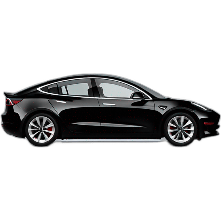 Black Tesla Model 3 at great speed side view emoji