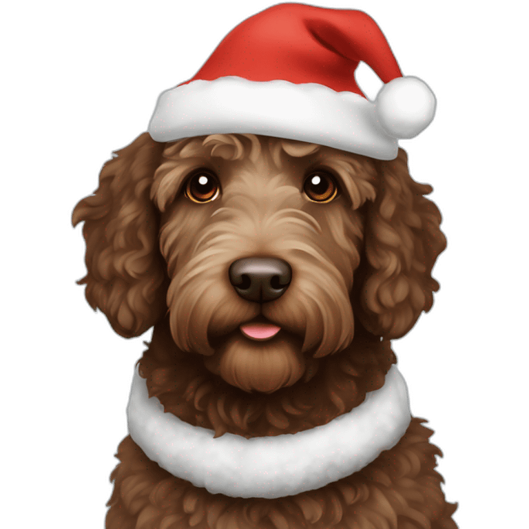 Christmas hat brown labradoodle emoji