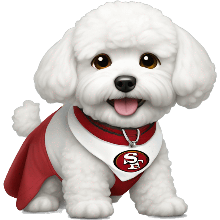 bichon dog with 49ers collar emoji