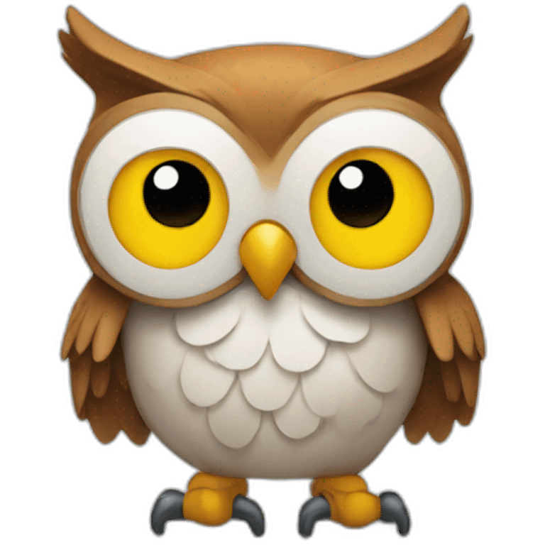 an owl with muscles smiling emoji