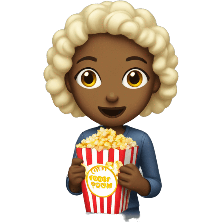 Girl eating popcorn  emoji