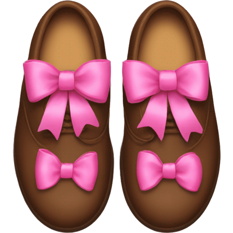 Brown shoes with a pink bow emoji