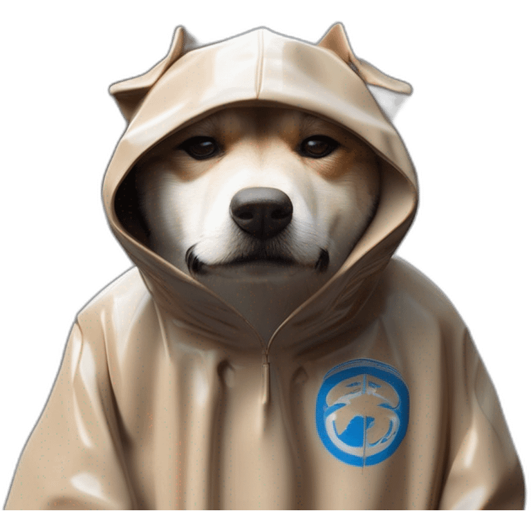 Un chien avec une cagoule emoji