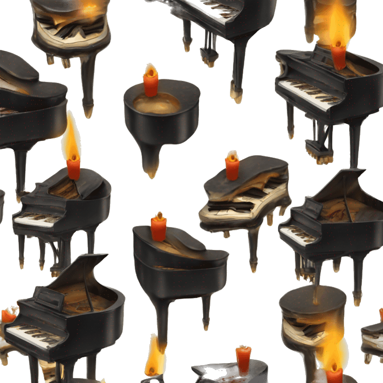 vintage piano with melted candles on top emoji