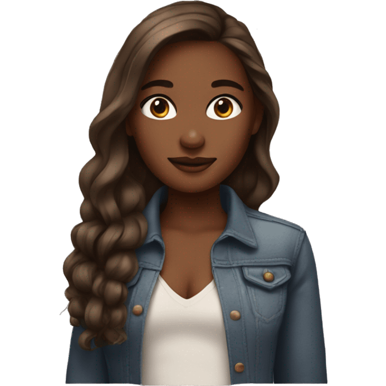 Beautiful emoji girl with brown skin emoji