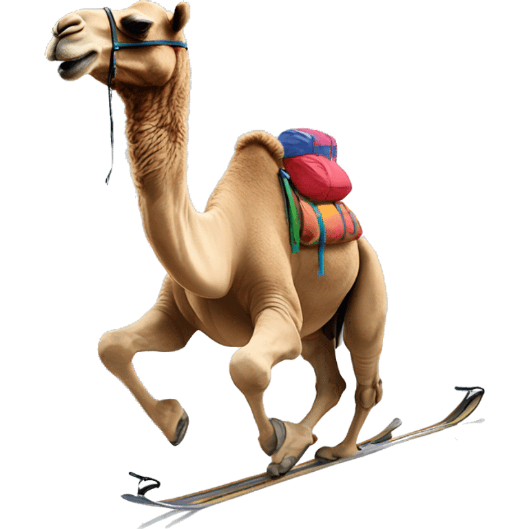 camel skiing in alps emoji