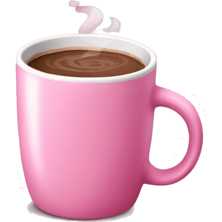 Pink mug with hot chocolate  emoji