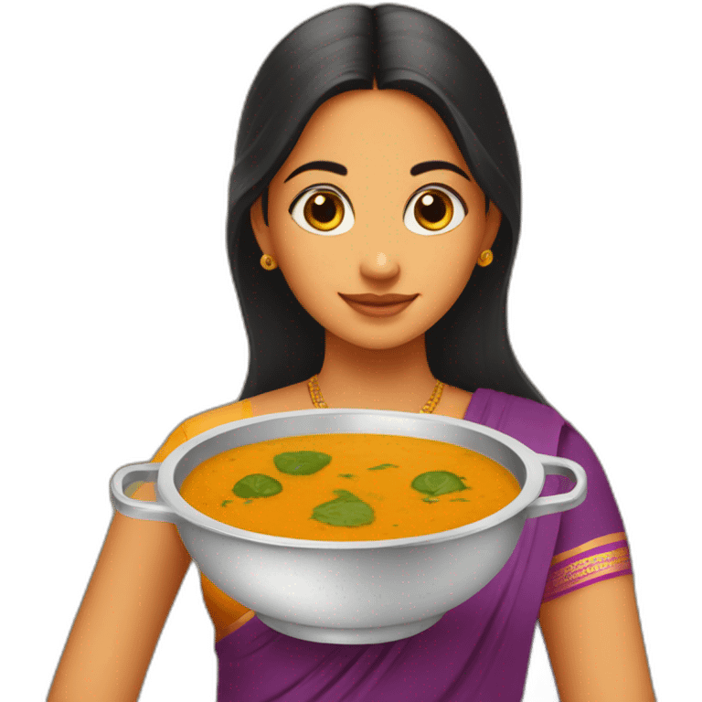 Girl with idli sambhar without girl emoji