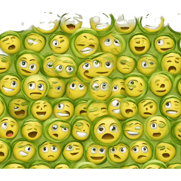 Standard yellow emoji with cucumber slices over eyes emoji