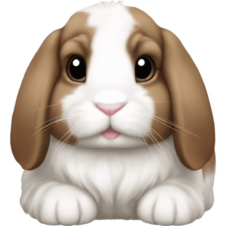 Brown and white holland lop bunny emoji