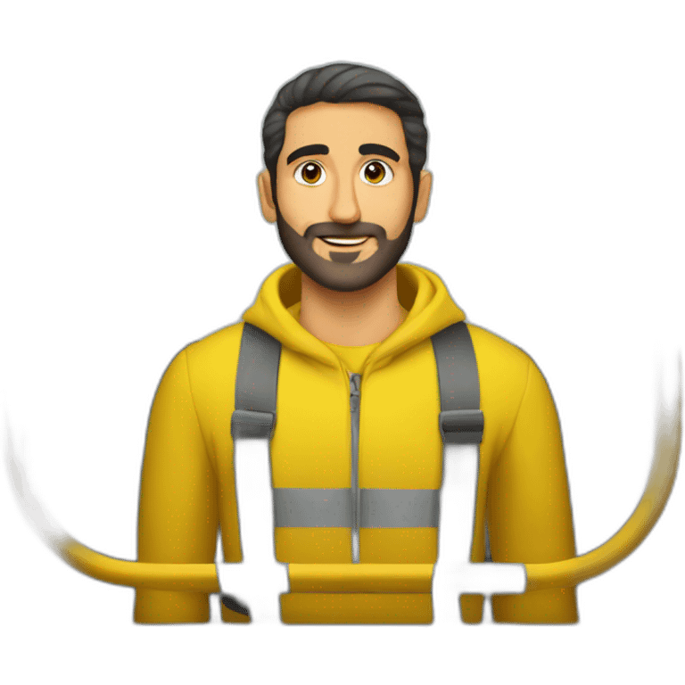 Armenian men in yellow clothing in the bus emoji