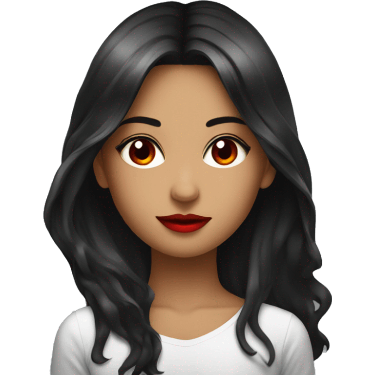  dark hair with red reflection beauty girl on the beached  emoji