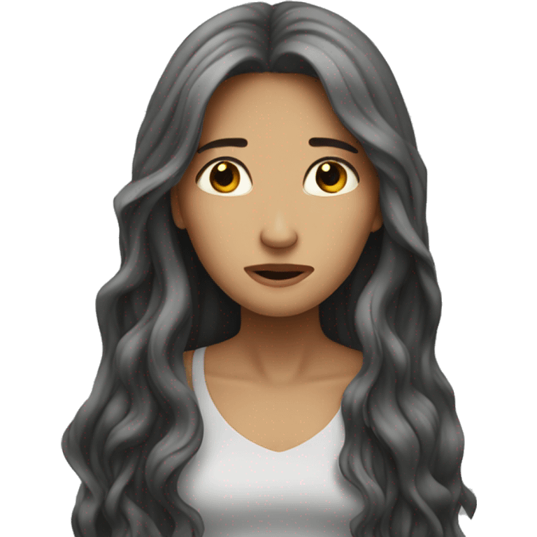 Beautiful long haired woman crying emoji