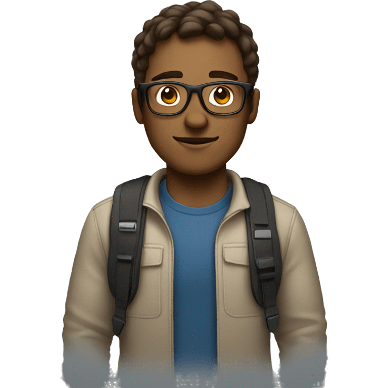 tech guy with transparent glasses and brown hair emoji