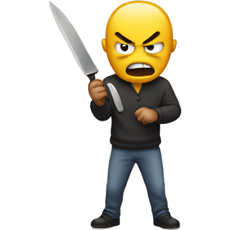 Angry emoji holding knife emoji