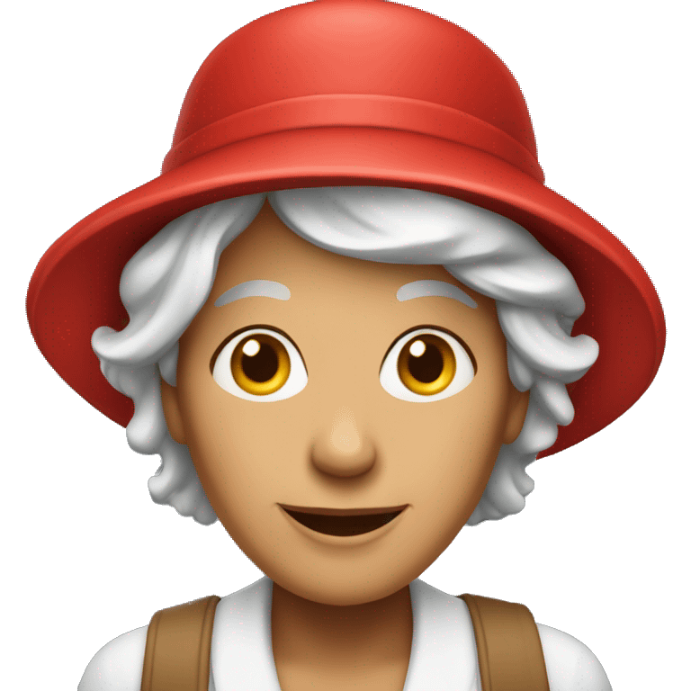 a friendly middle aged older woman with a red hat emoji