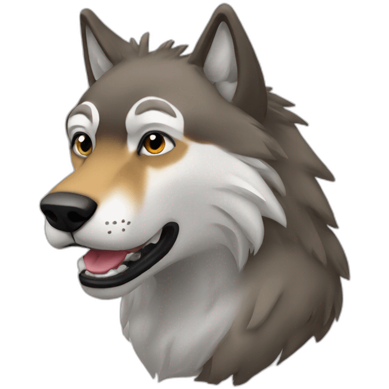 Loup avec singe emoji