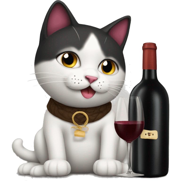 Gato negro con vino emoji