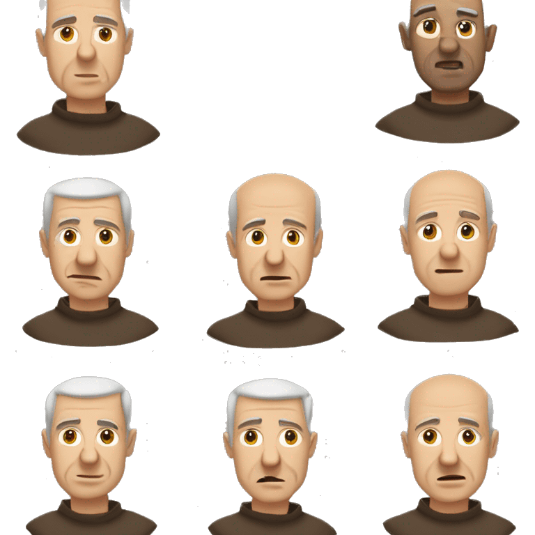 A middle-aged white male friar with a grizzled appearance, buzz cut, and a square jaw. emoji