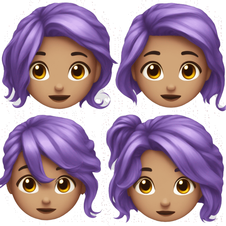 "Create 20 different emojis of a girl with purple hair and various emotions, drawn in chibi style."






 emoji