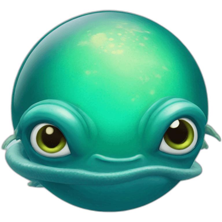 planet Neptune with a cartoon thinking lizard face emoji