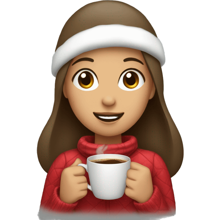 Girl with a coffee around Christmas time  emoji